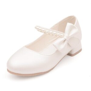 Kids Flower Girl Princess Pearl Ivory Shoes