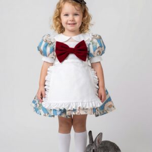 Kids Satin Short Sleeves Knee Length First Birthday Dress Alice Dress