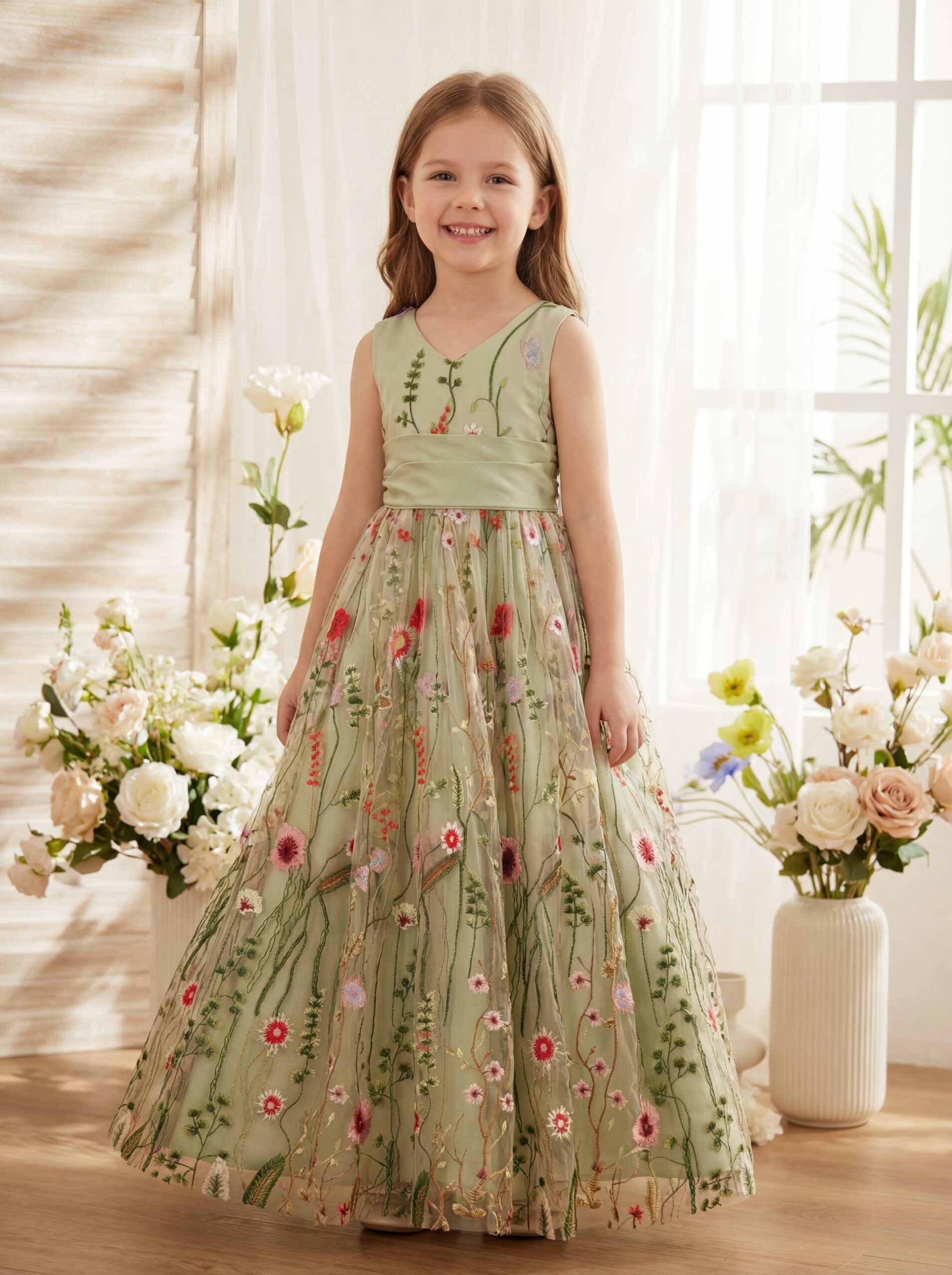 Kids The Elora Wildflower Tulle Gown | Flower Girl, Garden Wedding & Photography Gown - Image 4