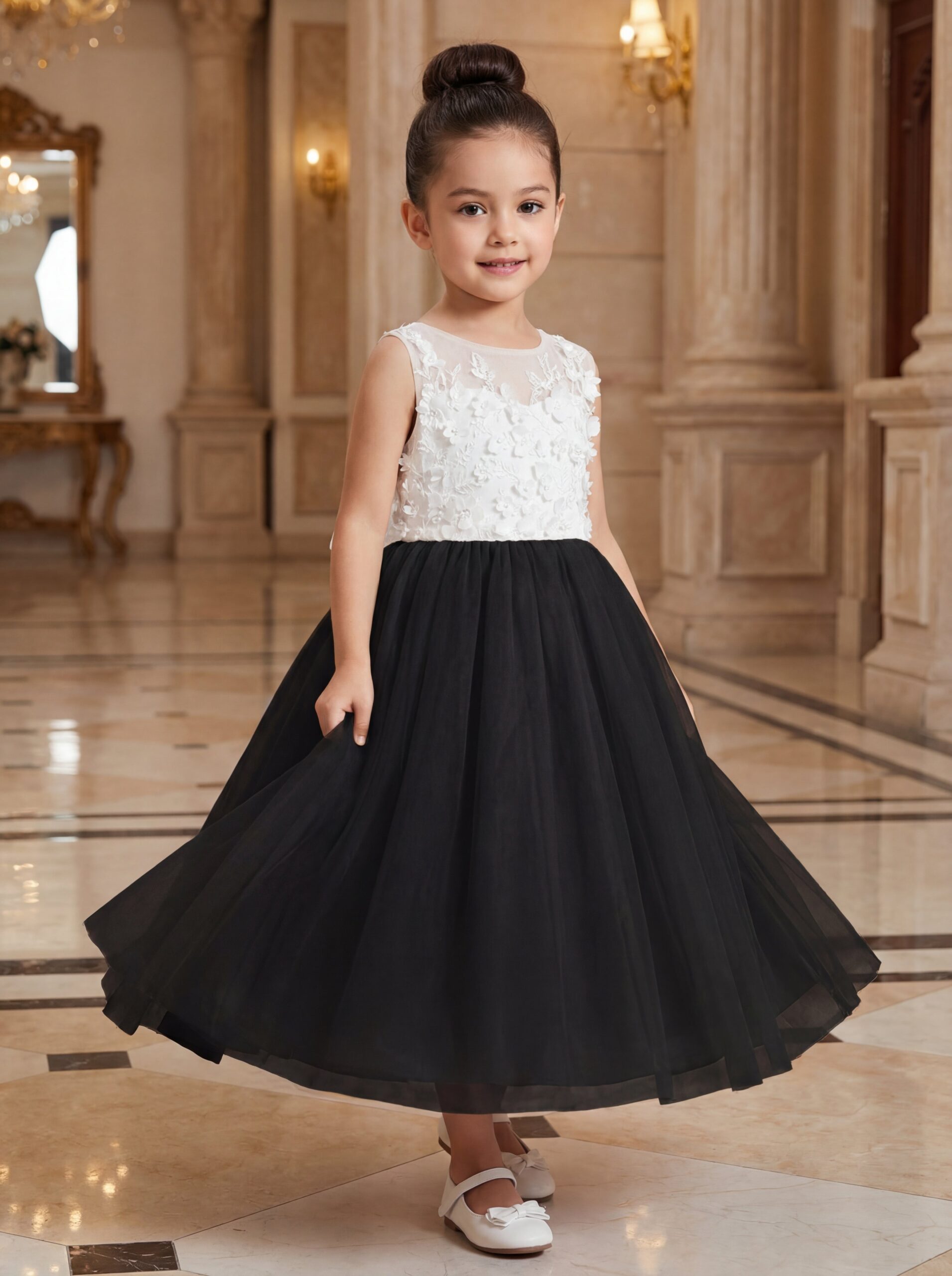 Kids The Aria 3D Floral Tulle Vintage Style | Piano Recital, Wedding Guest & Formal Gala Gown - Image 7