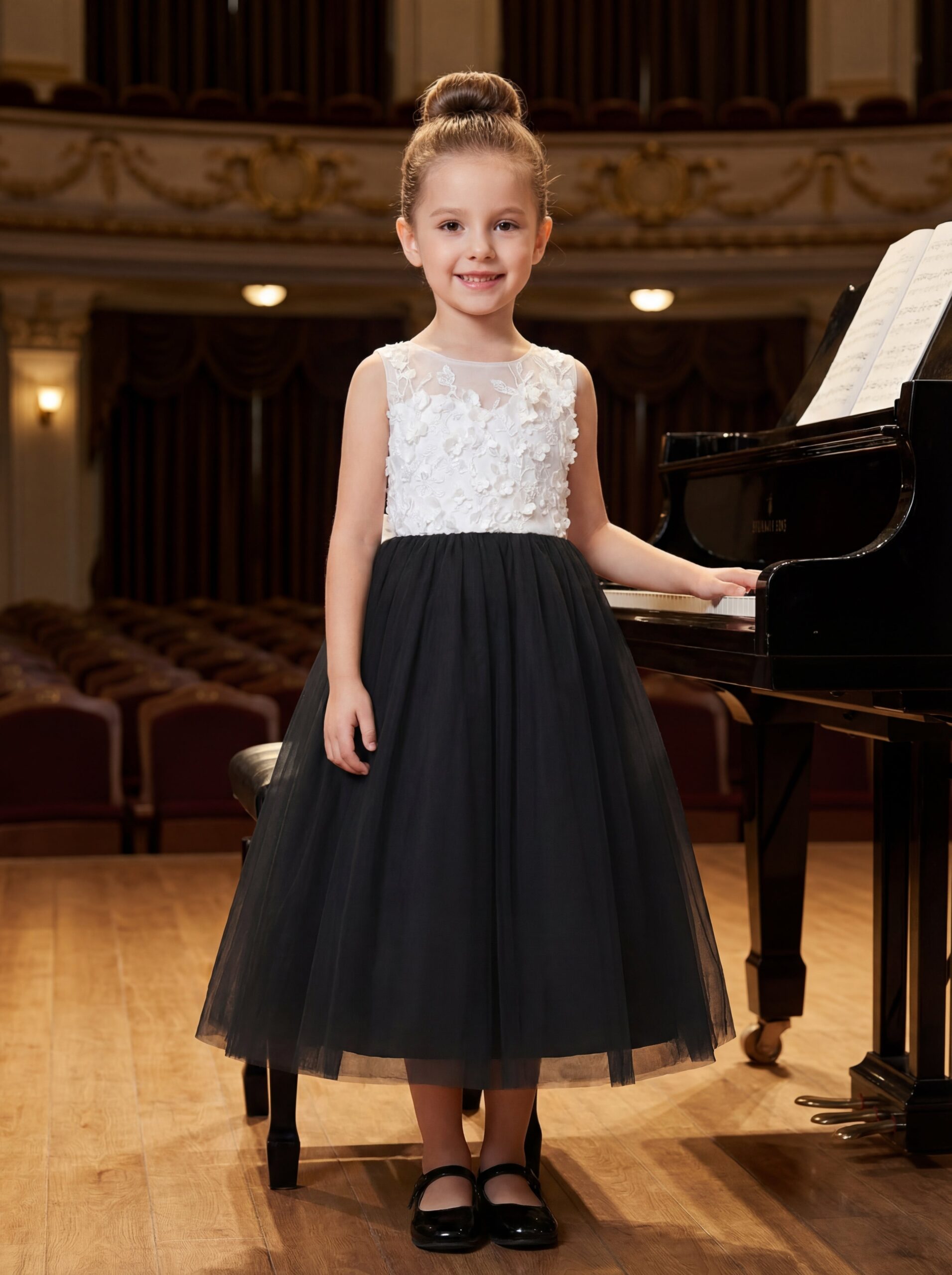 Kids The Aria 3D Floral Tulle Vintage Style | Piano Recital, Wedding Guest & Formal Gala Gown - Image 5