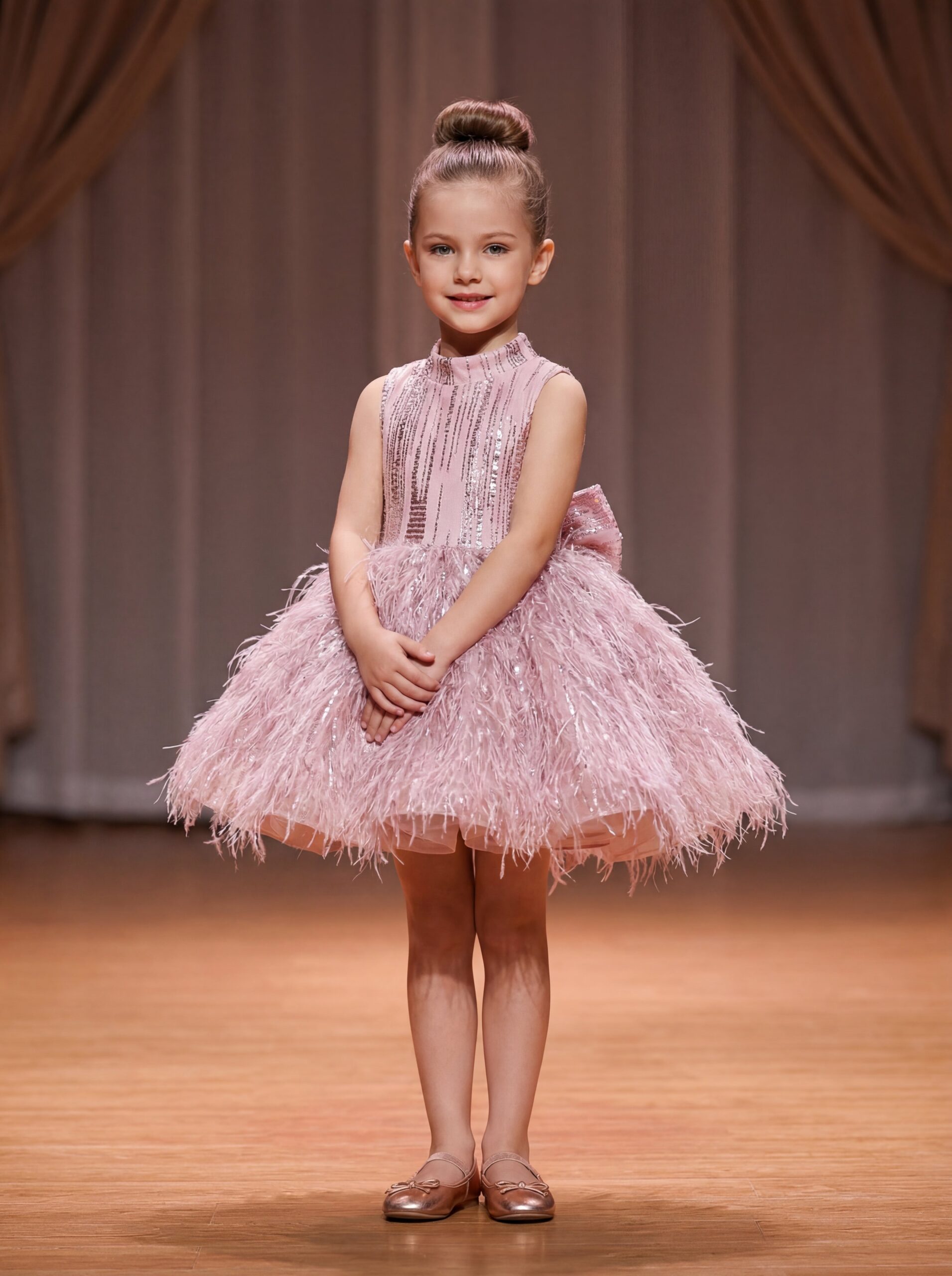 Kids The Grace Sequin & Feather Tutu Dress | Luxury Birthday Party, Stage Performance & Wedding Reception Gown - Image 5
