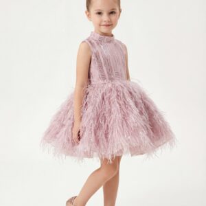 Kids The Grace Sequin & Feather Tutu Dress | Luxury Birthday Party, Stage Performance & Wedding Reception Gown