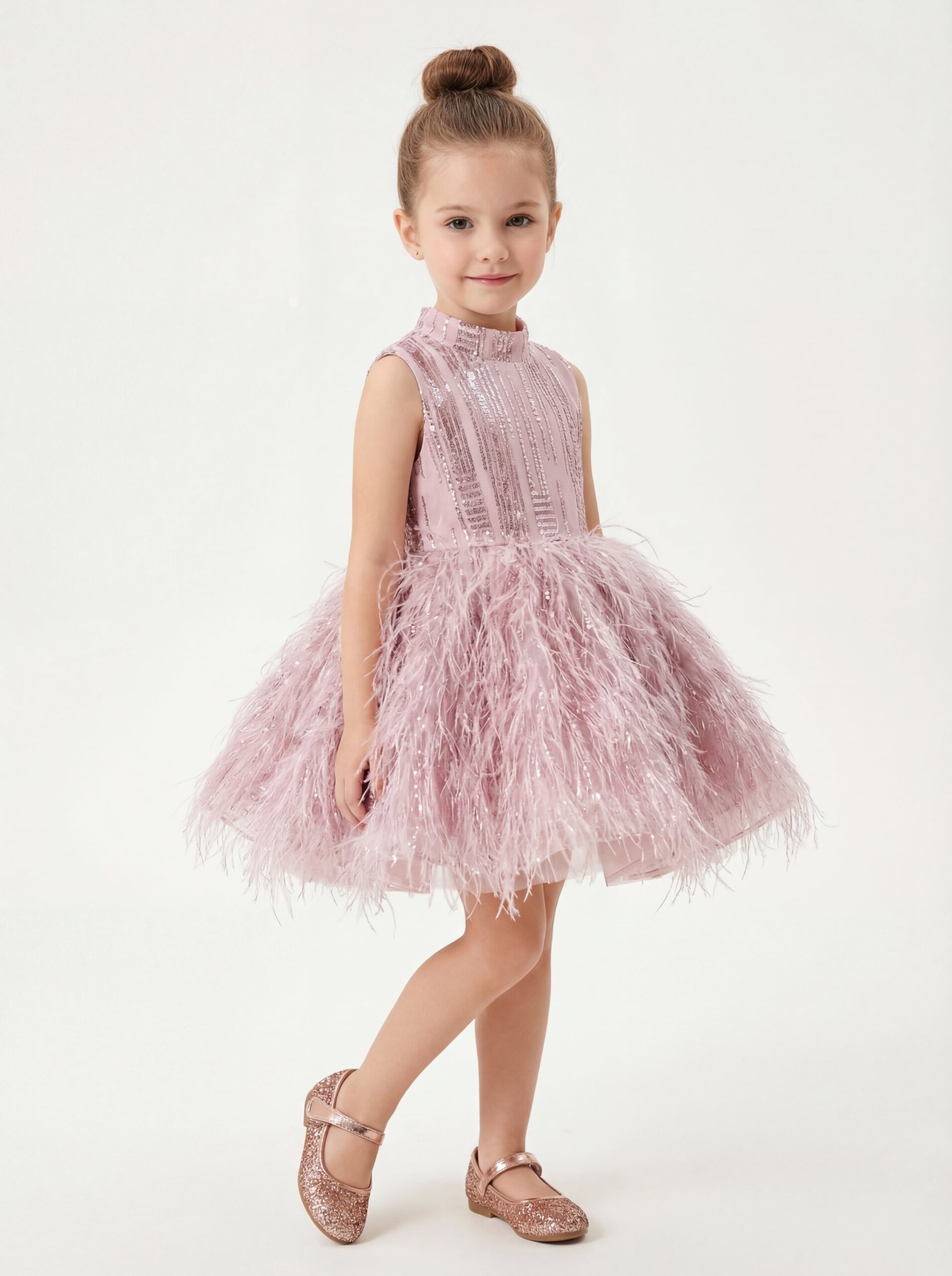 Kids The Grace Sequin & Feather Tutu Dress | Luxury Birthday Party, Stage Performance & Wedding Reception Gown