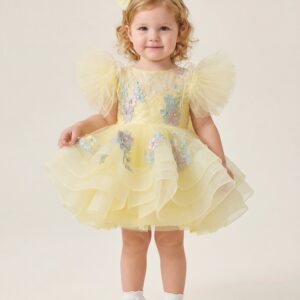Kids The Primrose Embroidered Tulle Fairy Dress | Birthday, Easter & Flower Girl Gown