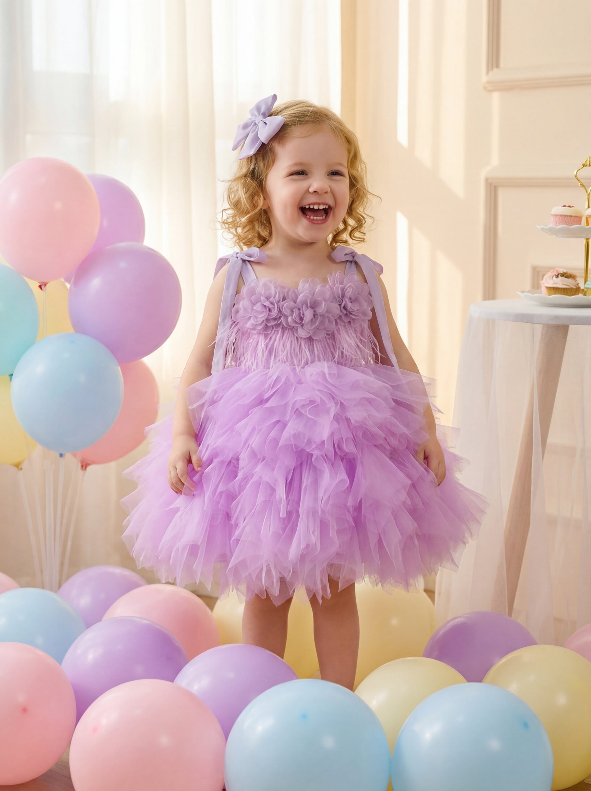 Kids The Tara Feathered Tulle Tutu | Birthday, Flower Girl & Easter Gown - Image 4