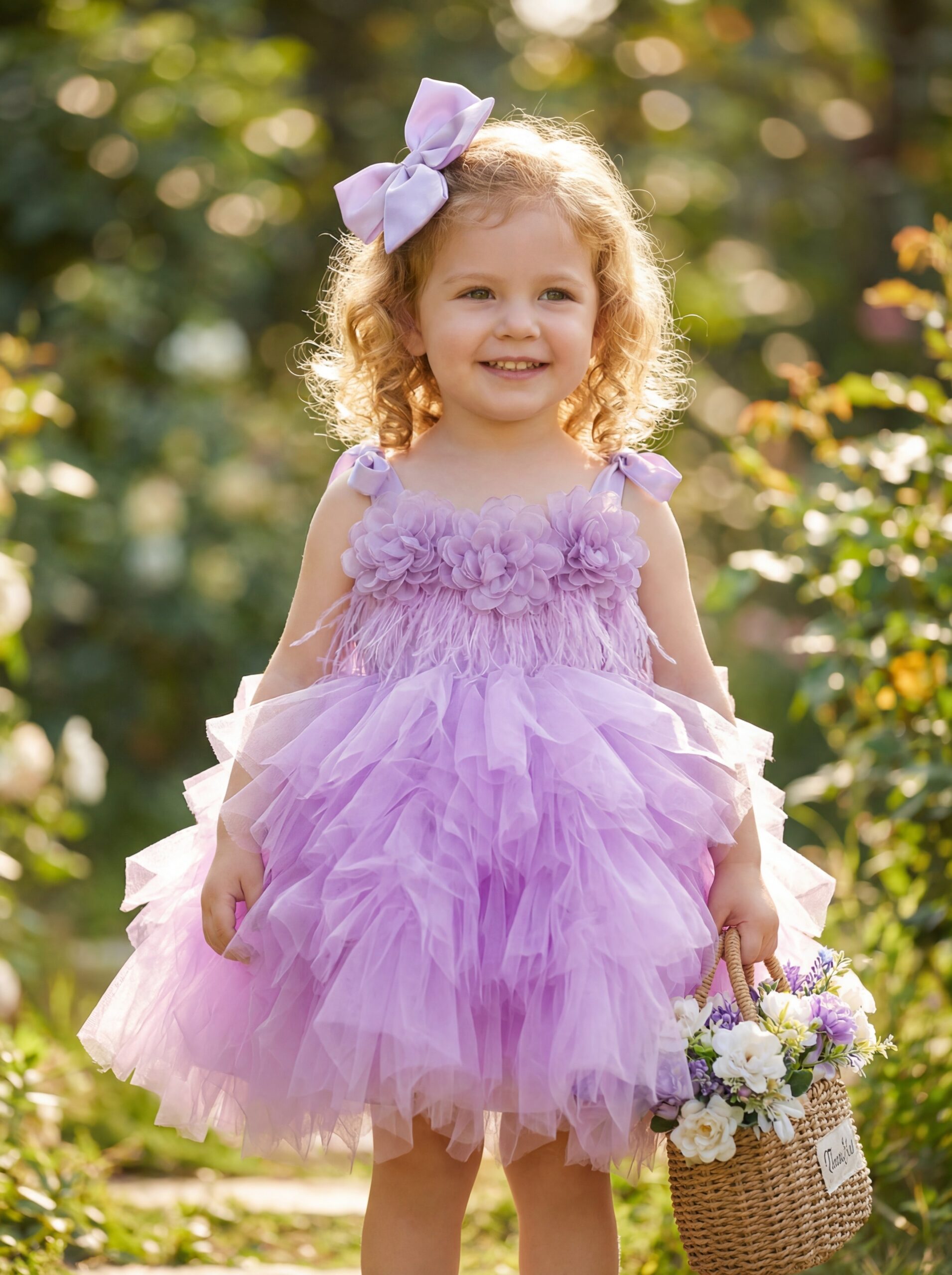 Kids The Tara Feathered Tulle Tutu | Birthday, Flower Girl & Easter Gown - Image 3