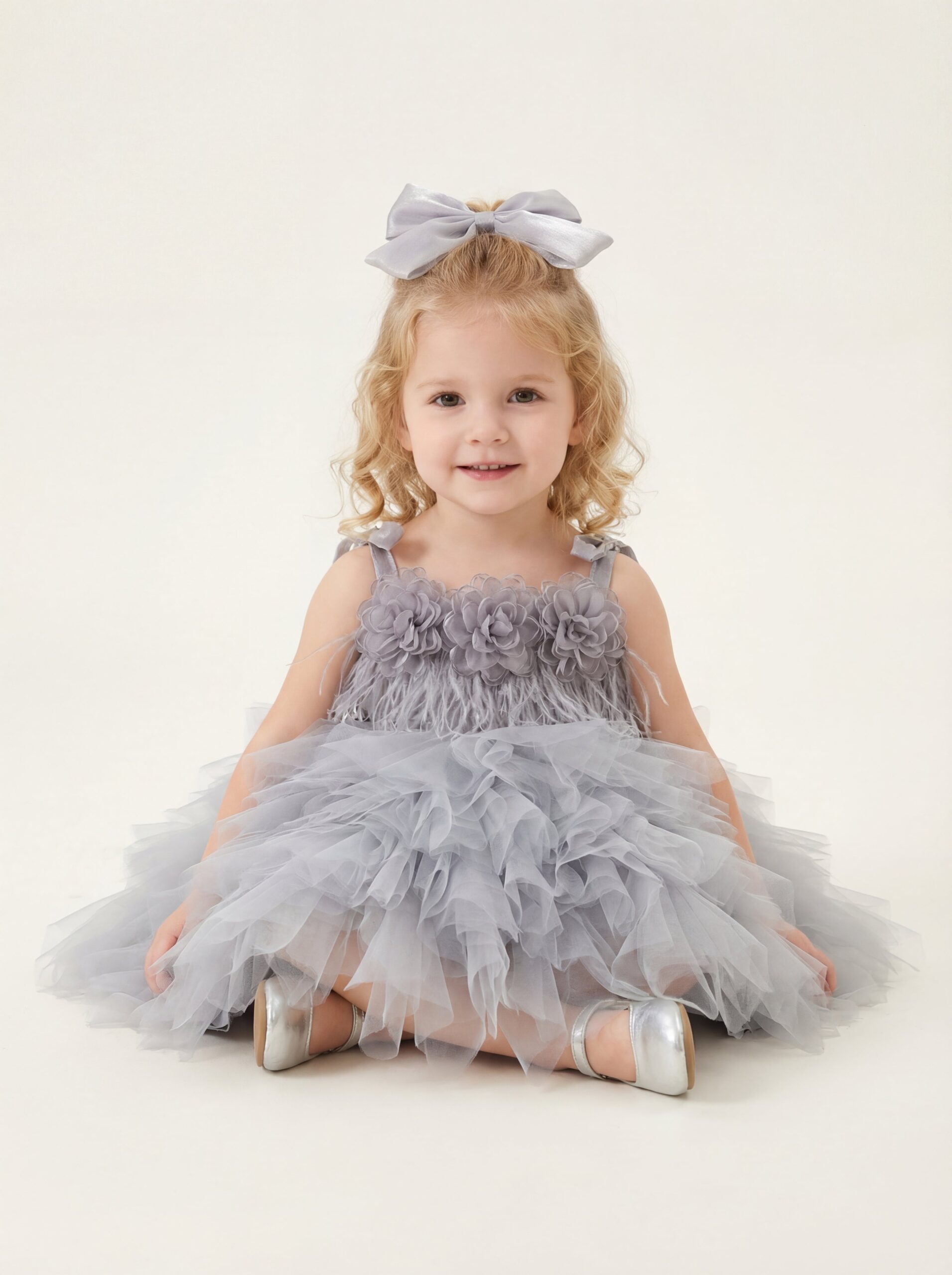 Kids The Phoebe Feather & Tulle Tutu Dress | Birthday, Flower Girl & Holiday Portrait Gown