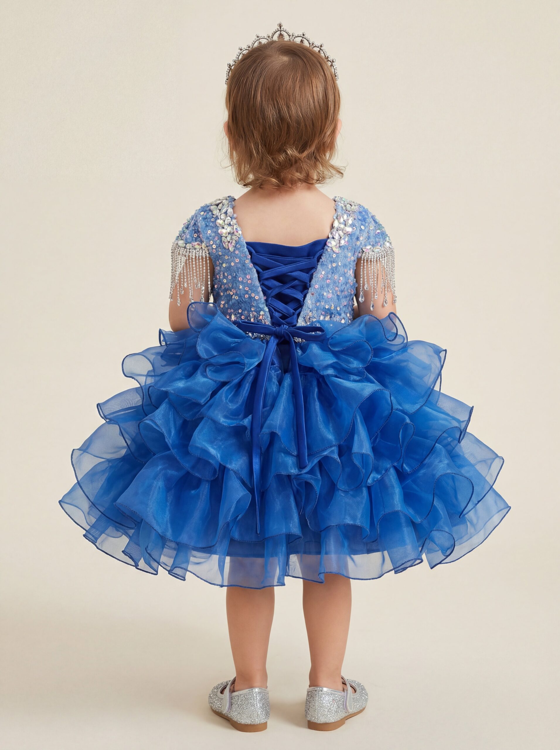Kids The Magnolia Crystal Fringe Organza Cupcake Dress | Pageant, Birthday & Portrait Gown - Image 2
