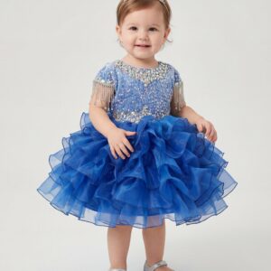 Kids The Magnolia Crystal Fringe Organza Cupcake Dress | Pageant, Birthday & Portrait Gown