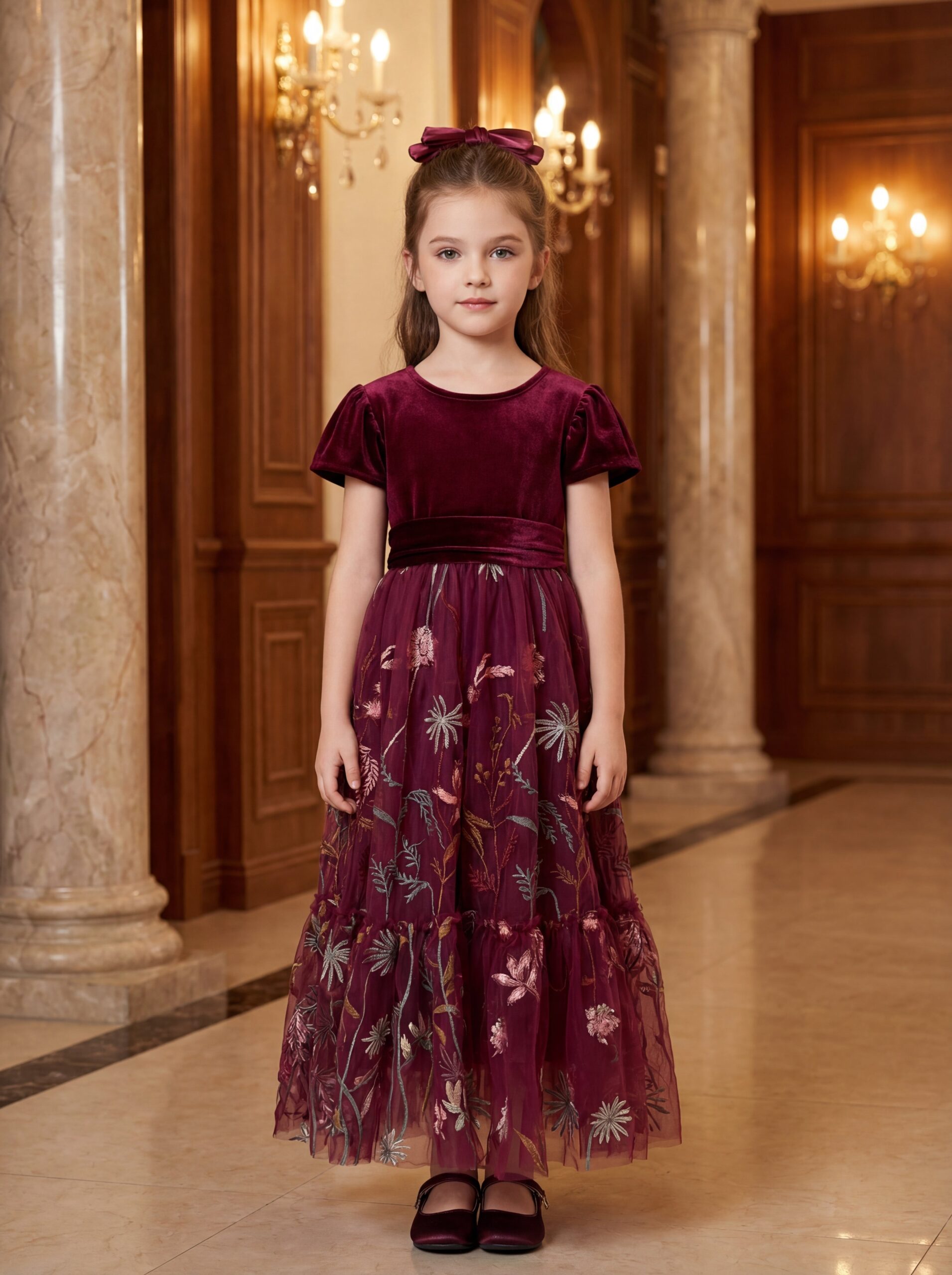 Kids The Valentina Velvet & Tulle Maxi Gown | Holiday Gala, Flower Girl & Formal Recital Gown - Image 6