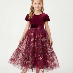 Kids The Valentina Velvet & Tulle Maxi Gown | Holiday Gala, Flower Girl & Formal Recital Gown