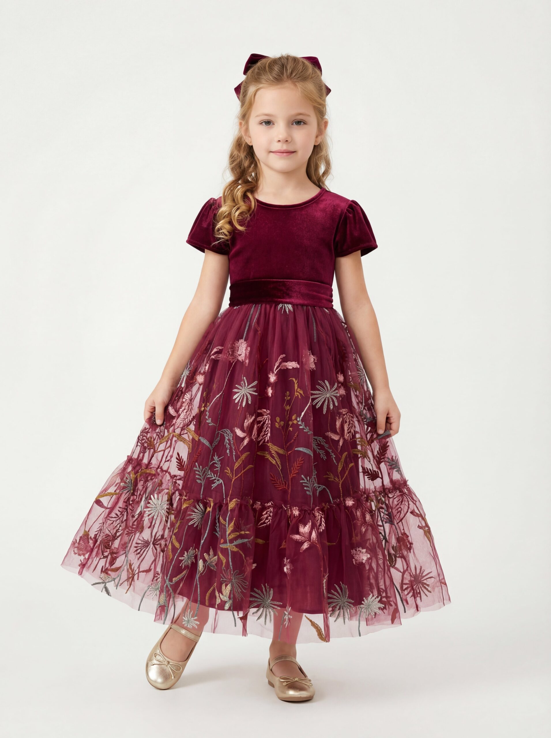 Kids The Valentina Velvet & Tulle Maxi Gown | Holiday Gala, Flower Girl & Formal Recital Gown