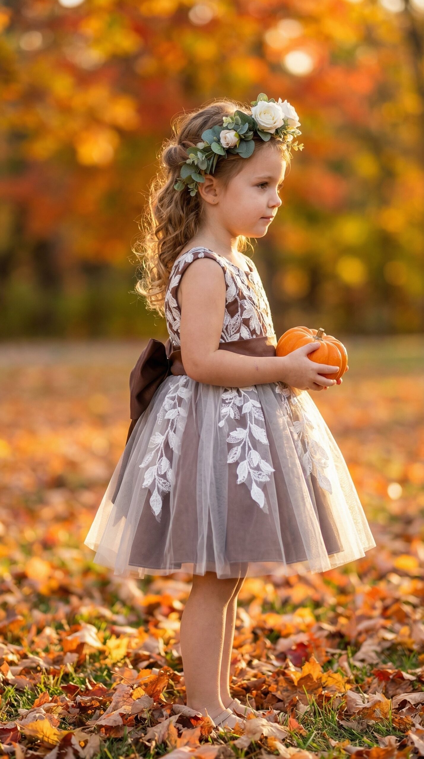 Kids The Hazel Vintage Lace Embroidery Dress | Rustic Wedding, Autumn Portrait & Holiday Gown - Image 5