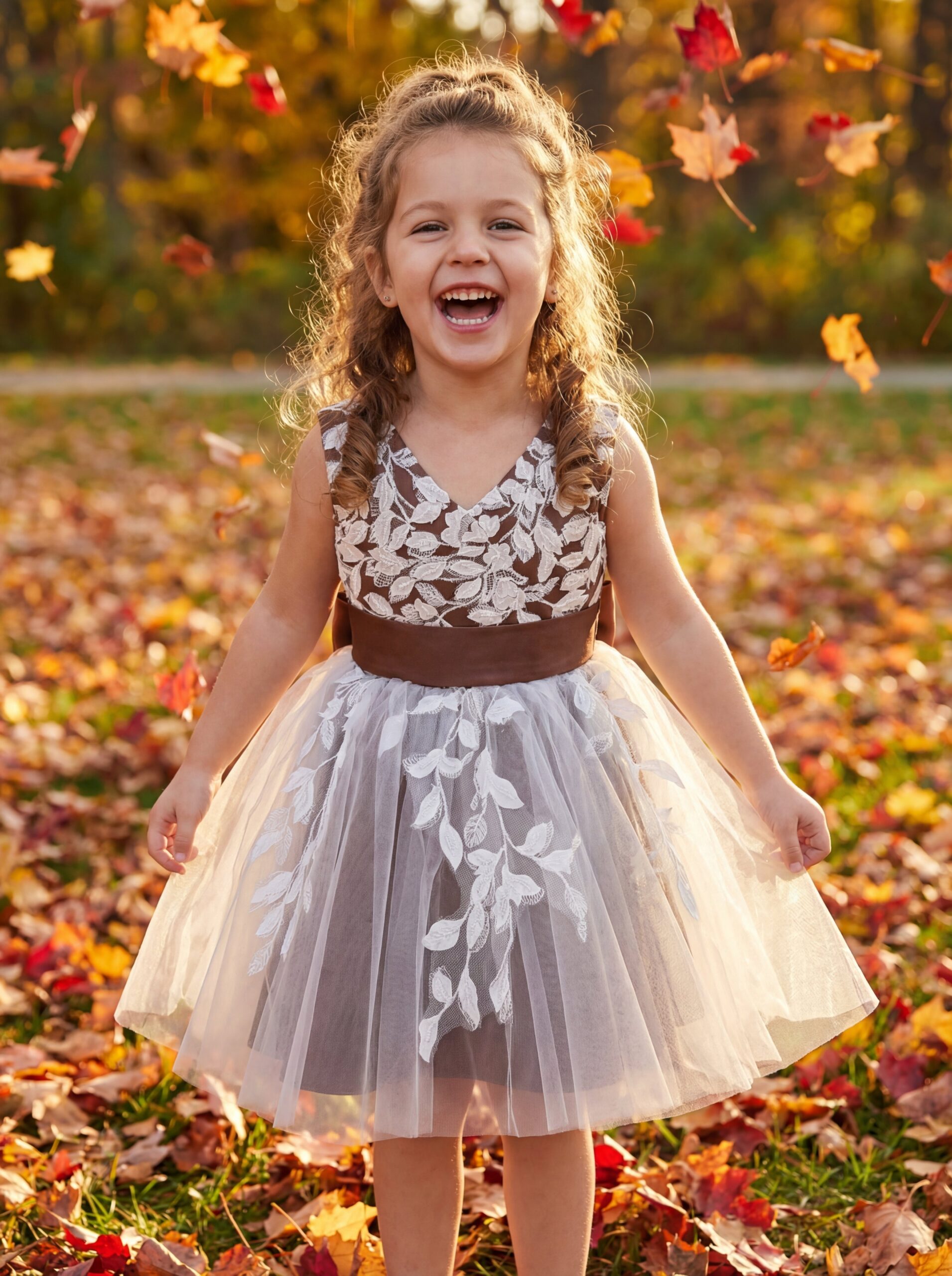 Kids The Hazel Vintage Lace Embroidery Dress | Rustic Wedding, Autumn Portrait & Holiday Gown - Image 8