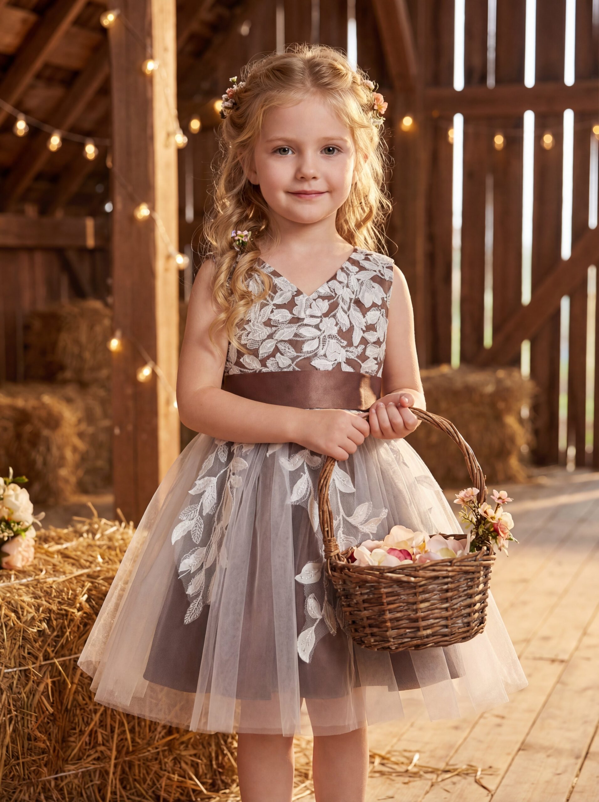 Kids The Hazel Vintage Lace Embroidery Dress | Rustic Wedding, Autumn Portrait & Holiday Gown - Image 6