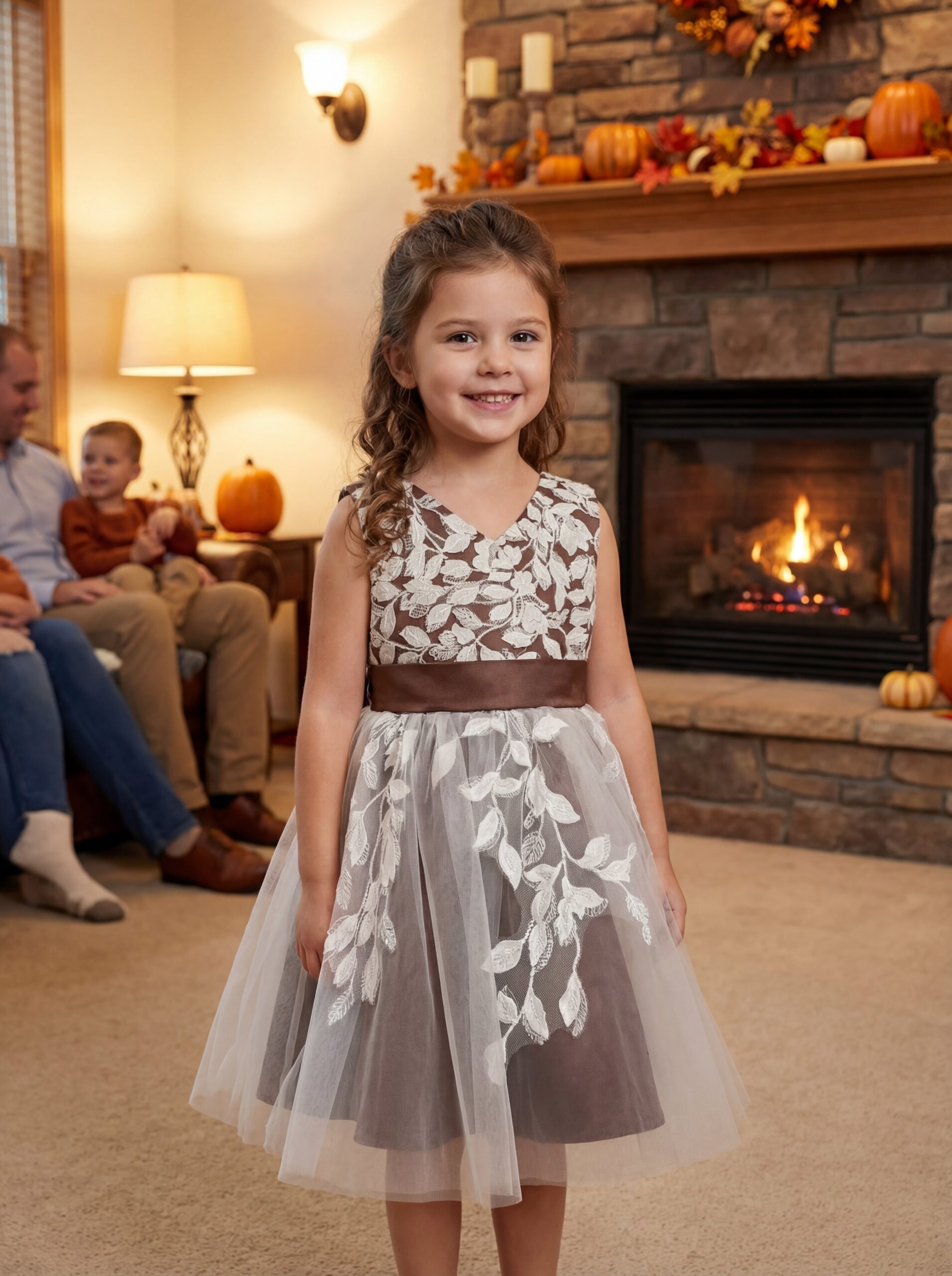 Kids The Hazel Vintage Lace Embroidery Dress | Rustic Wedding, Autumn Portrait & Holiday Gown - Image 7