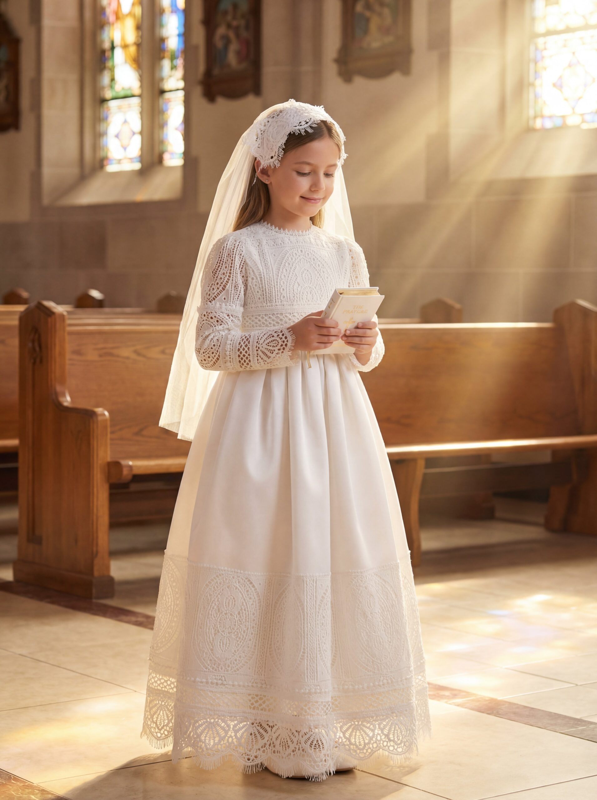 Kids The Maya Crochet Lace Maxi Dress | First Communion, Junior Bridesmaid & Portrait Gown - Image 5