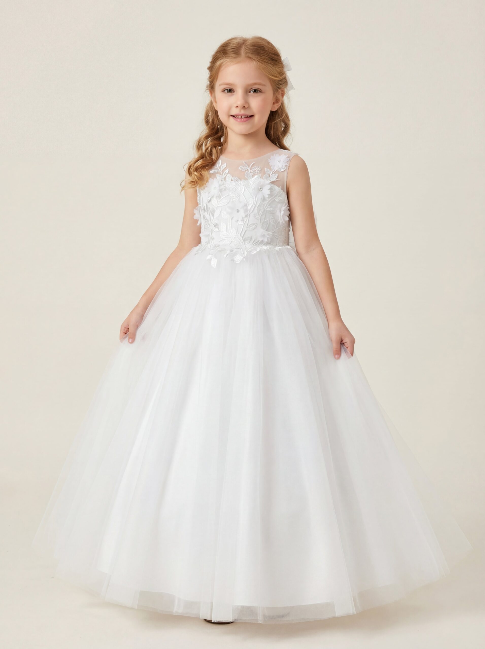 Kids The Seraphina Silver Embroidered Tulle Gown | Flower Girl, Communion & Pageant Dress