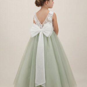 Alternative view of Kids The Elodie Vintage Floral Lace Tulle Gown | Flower Girl, Garden Wedding & Photography Gown