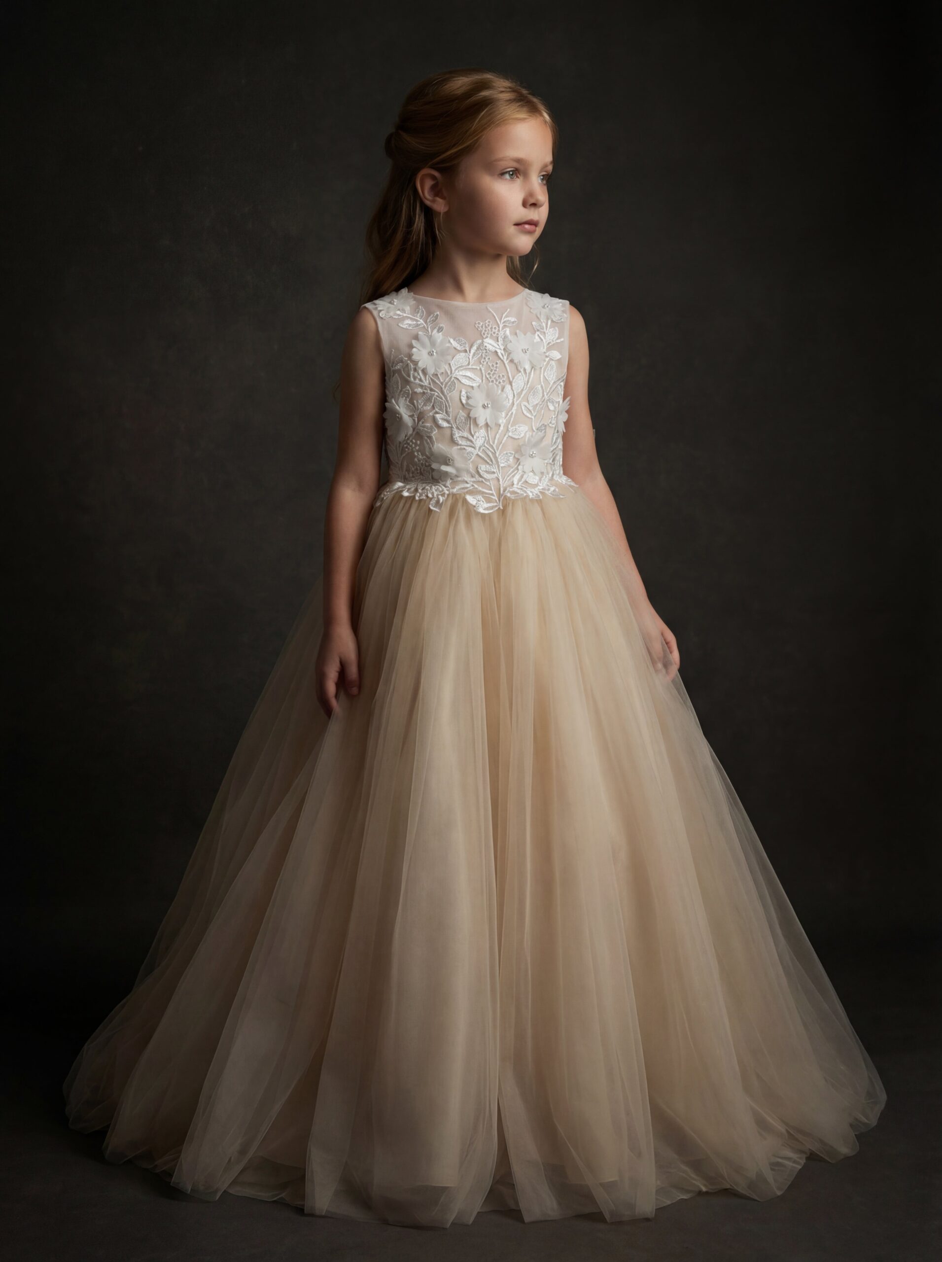Kids The Seraphina Floral Lace Tulle Gown | Flower Girl, Pageant & Formal Portrait Dress - Image 5