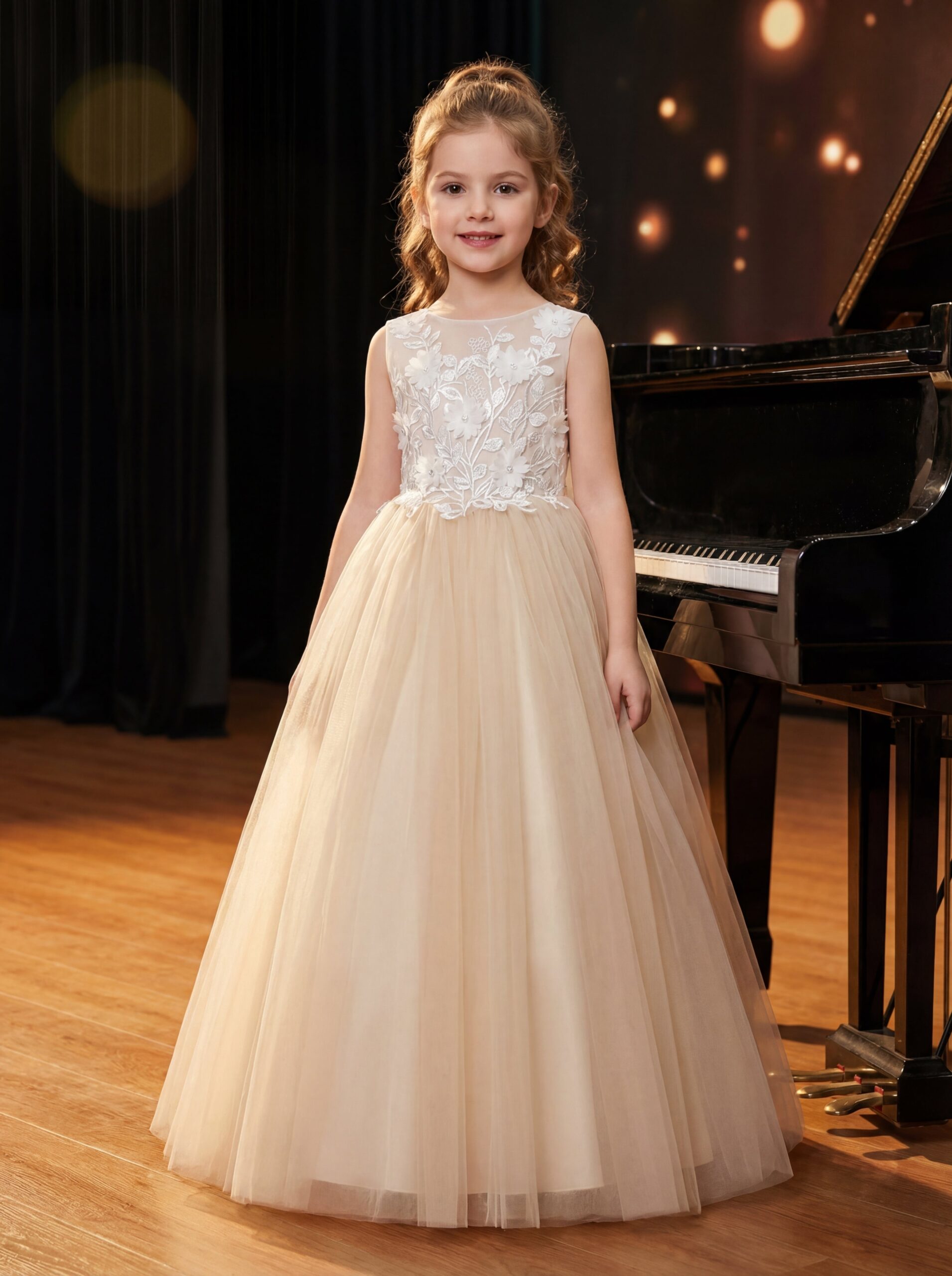 Kids The Seraphina Floral Lace Tulle Gown | Flower Girl, Pageant & Formal Portrait Dress - Image 6
