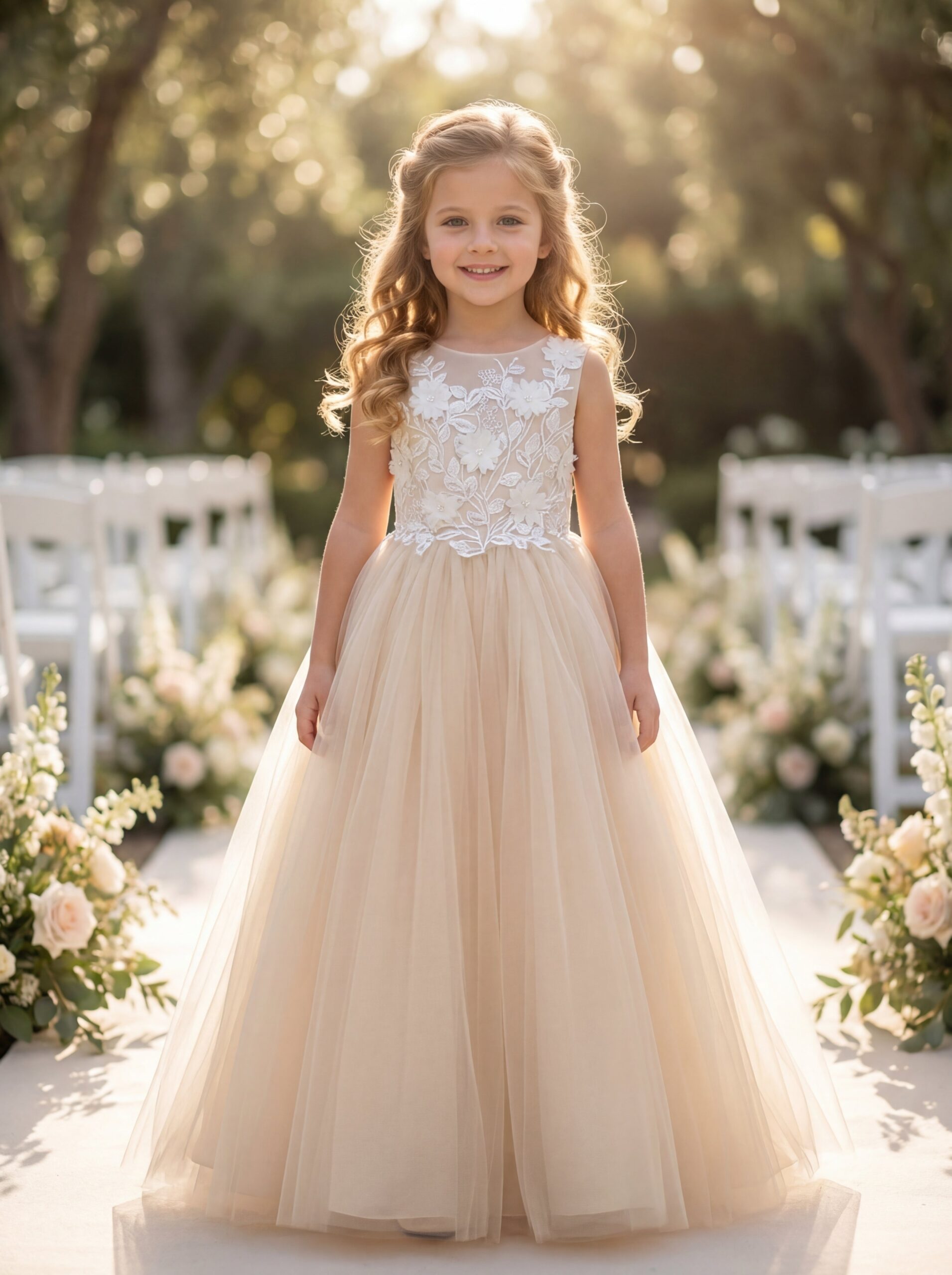 Kids The Seraphina Floral Lace Tulle Gown | Flower Girl, Pageant & Formal Portrait Dress - Image 3