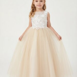 Kids The Seraphina Floral Lace Tulle Gown | Flower Girl, Pageant & Formal Portrait Dress