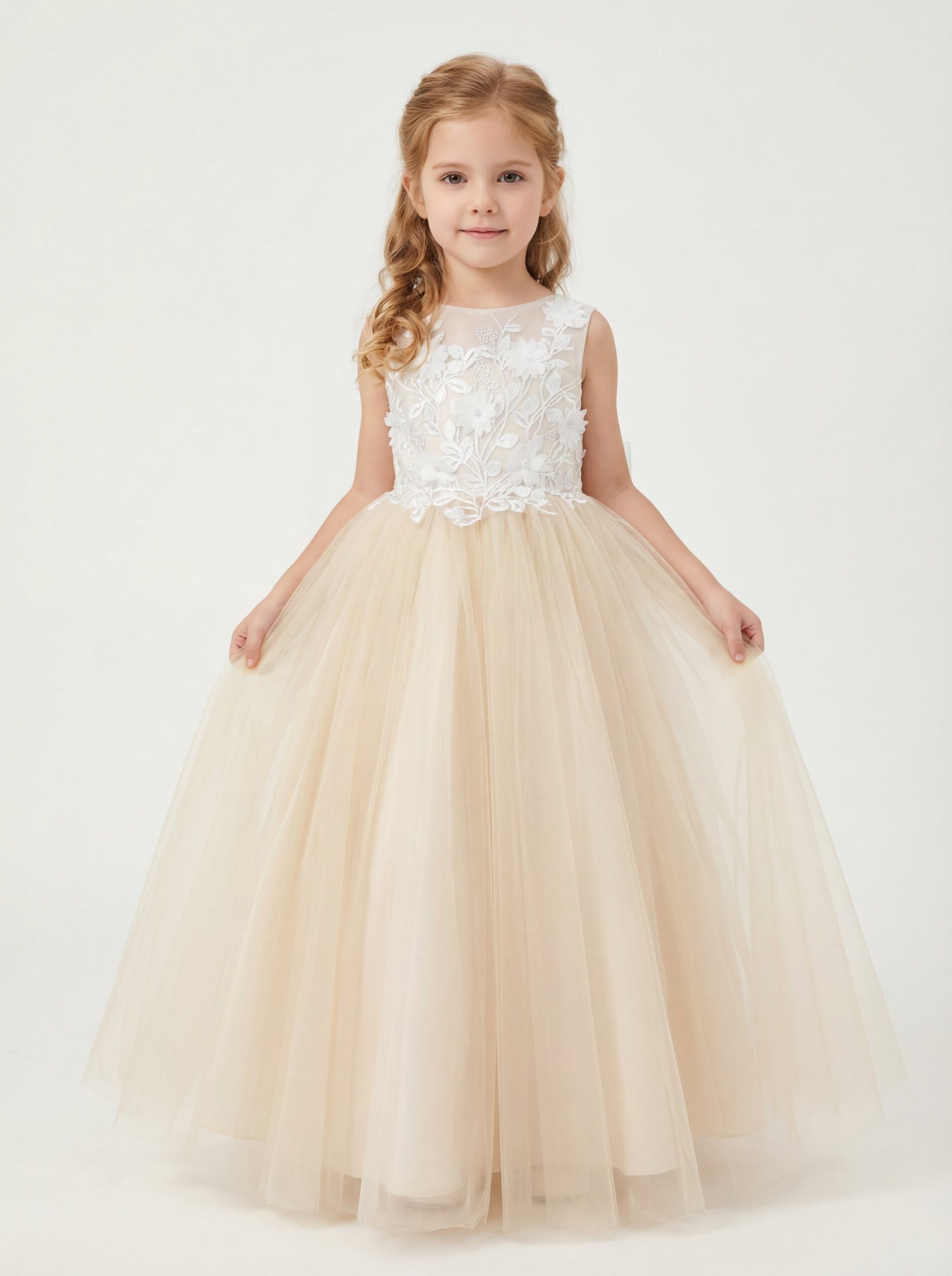 Kids The Seraphina Floral Lace Tulle Gown | Flower Girl, Pageant & Formal Portrait Dress
