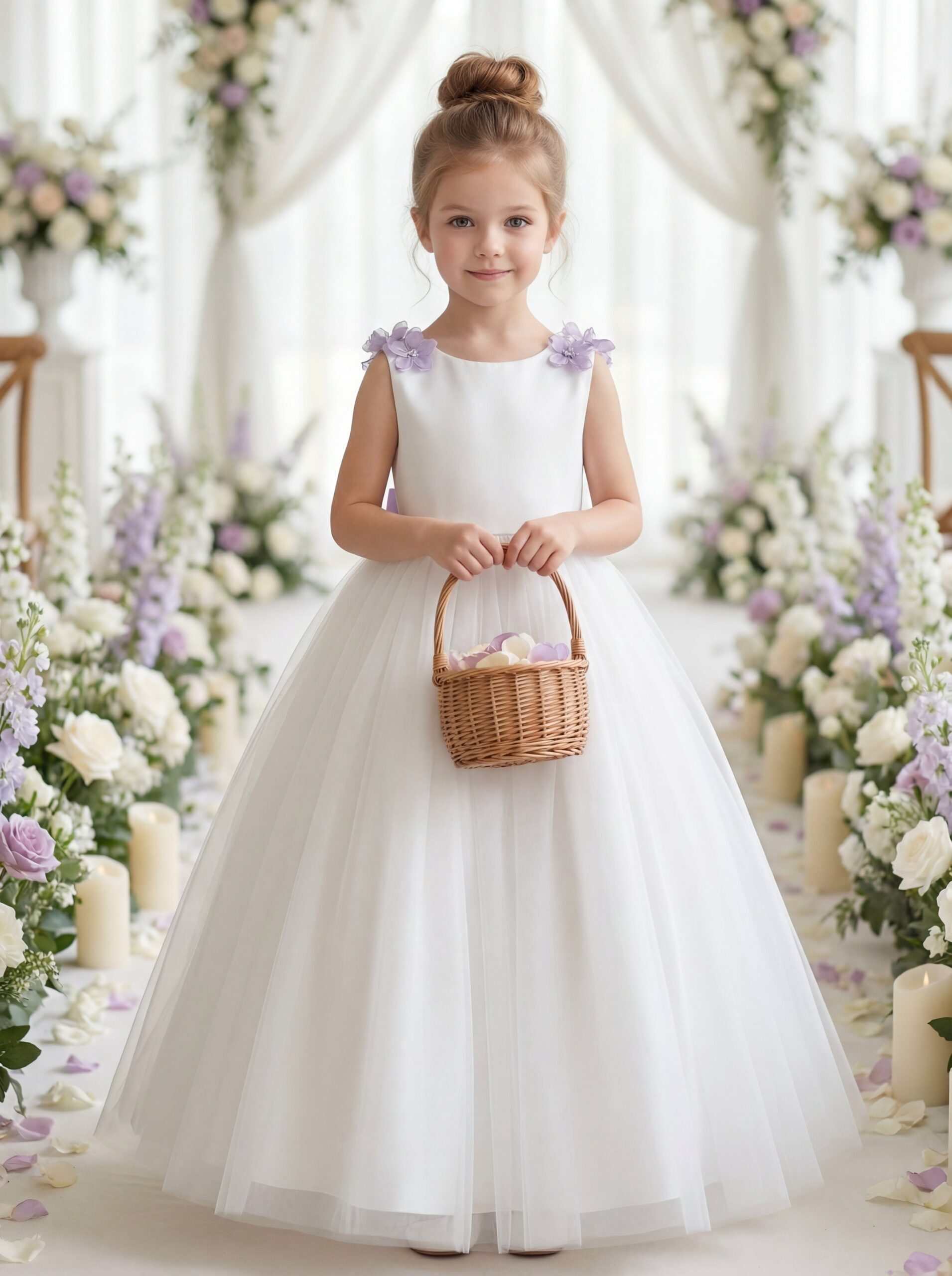 Kids The Violetta 3D Floral Satin & Tulle Gown | Wedding Flower Girl, Spring Gala & Pageant Dress - Image 4