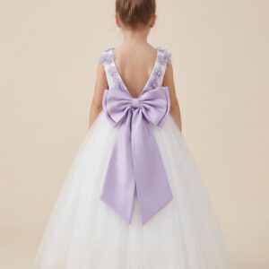 Kids The Violetta 3D Floral Satin & Tulle Gown | Wedding Flower Girl, Spring Gala & Pageant Dress