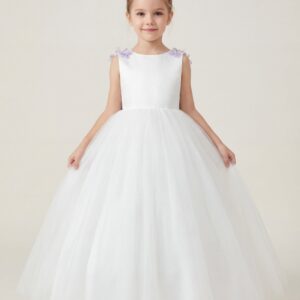 Alternative view of Kids The Violetta 3D Floral Satin & Tulle Gown | Wedding Flower Girl, Spring Gala & Pageant Dress