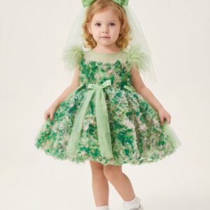 Kids The Flora 3D Feather Tulle Fairy Gown | 1st Birthday, Flower Girl & Easter Dress