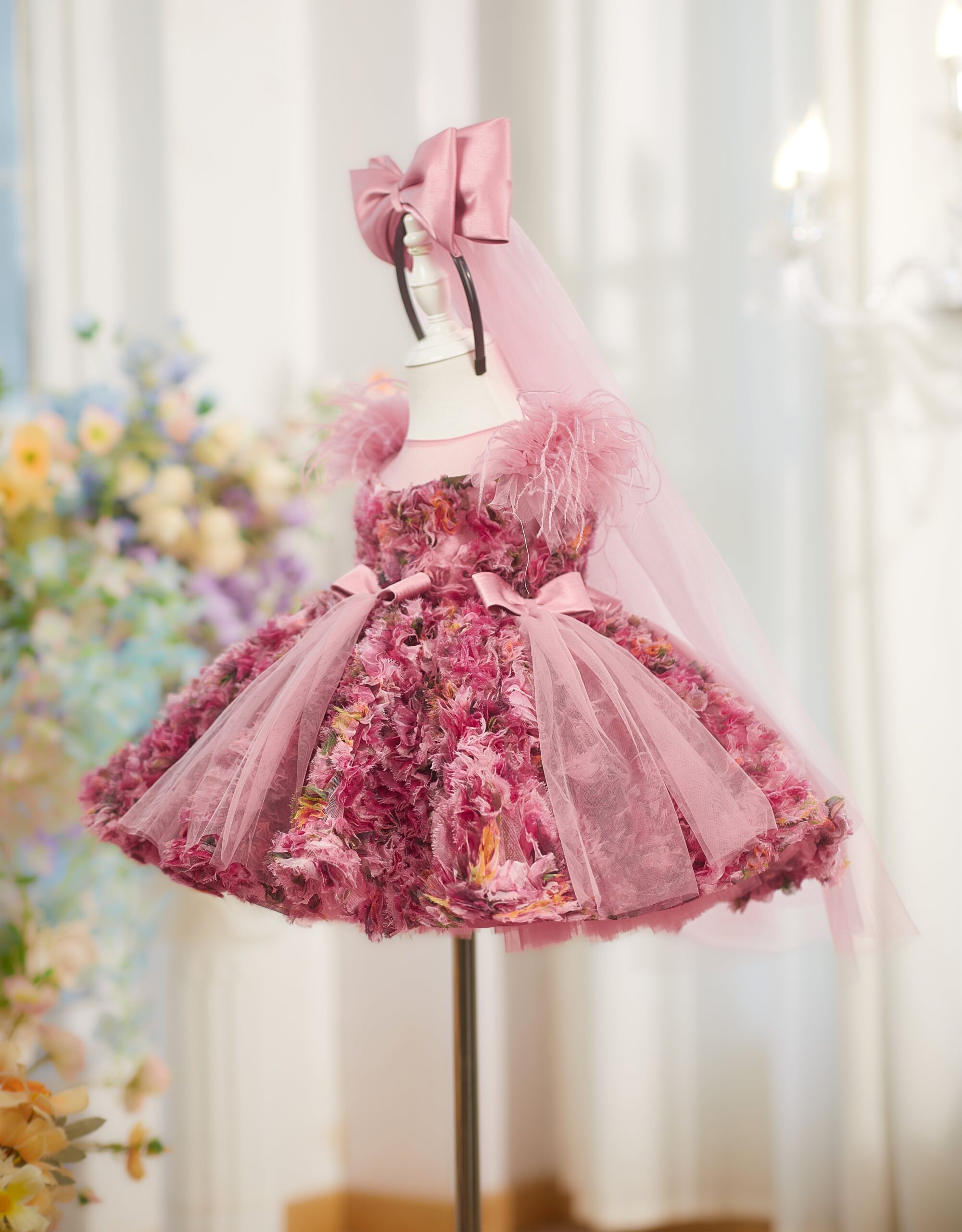 Kids The Poppy 3D Floral Ruffle Tutu | Birthday, Wedding & Easter Gown - Image 3