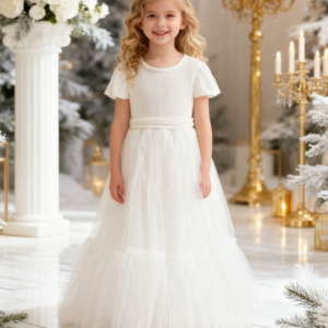 Kids Velvet Floor-length Winter Flower Girl Dress