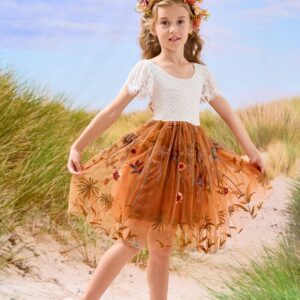Kids Cap Sleeves Knee-length Flower Girl Dress