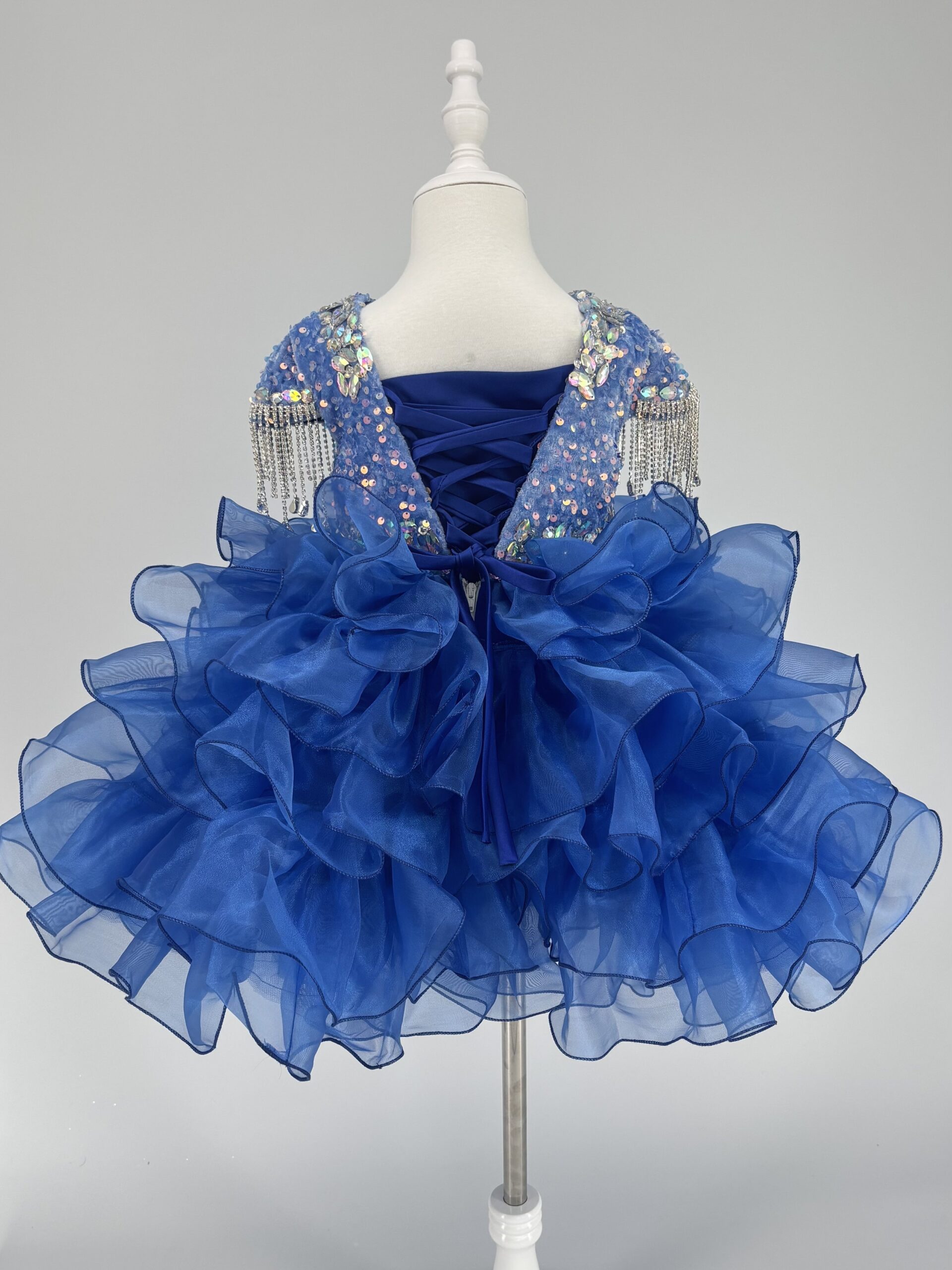 Kids The Magnolia Crystal Fringe Organza Cupcake Dress | Pageant, Birthday & Portrait Gown - Image 6