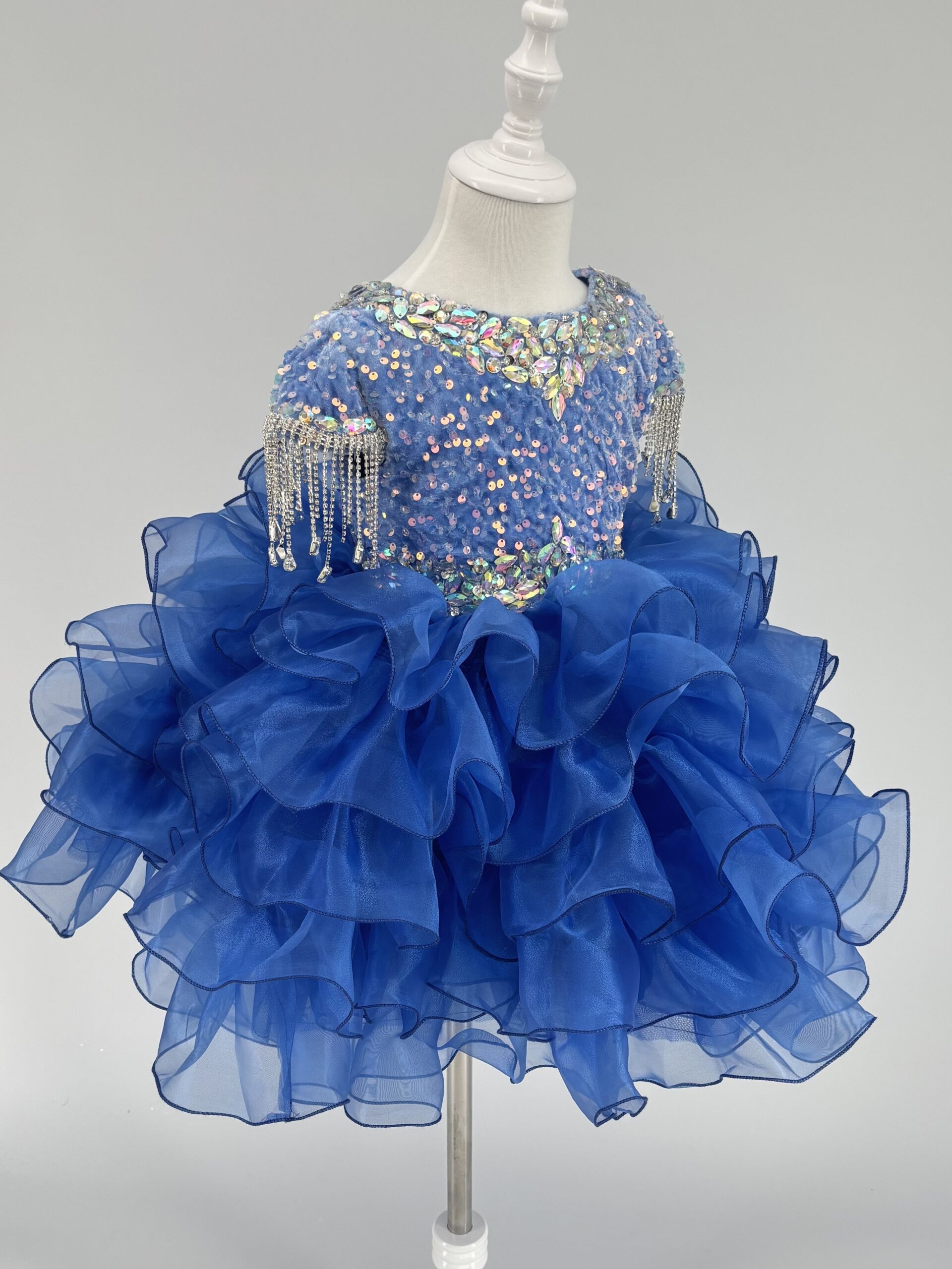 Kids The Magnolia Crystal Fringe Organza Cupcake Dress | Pageant, Birthday & Portrait Gown - Image 7