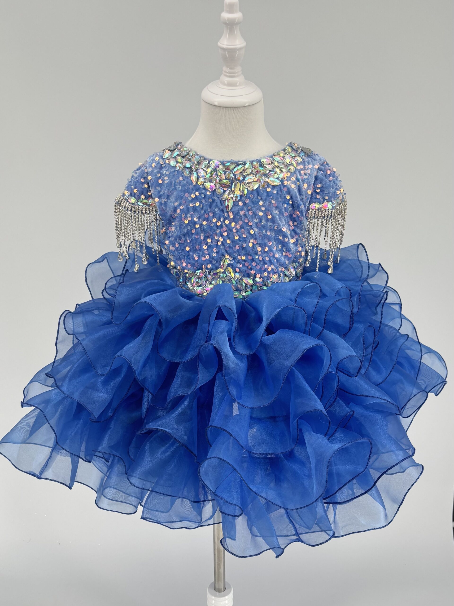 Kids The Magnolia Crystal Fringe Organza Cupcake Dress | Pageant, Birthday & Portrait Gown - Image 5